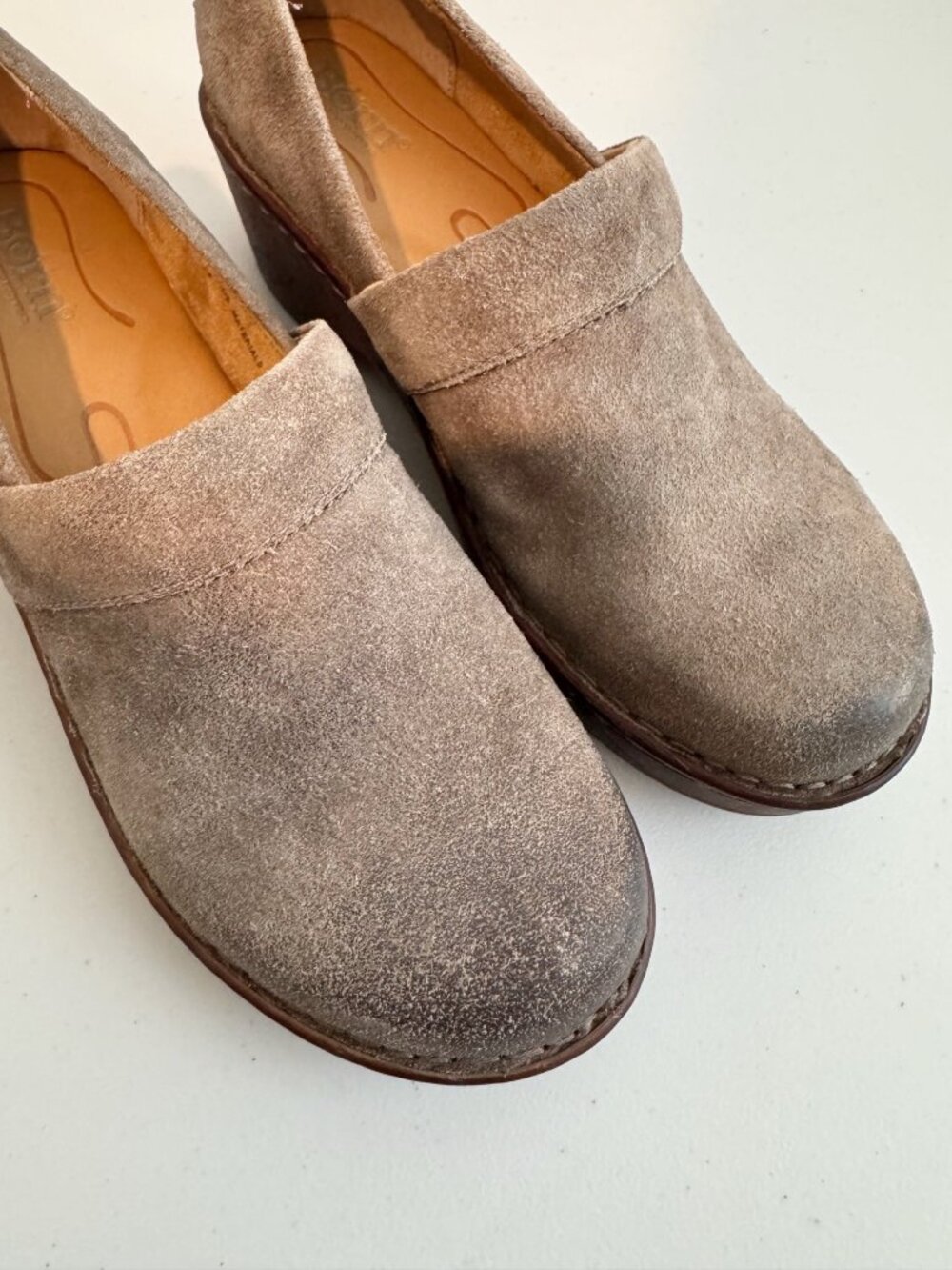 Born Toby Duo Suede Clogs Size 9 Burnished Distressed Wedge Goblincore Boho Chic - Picture 2 of 11